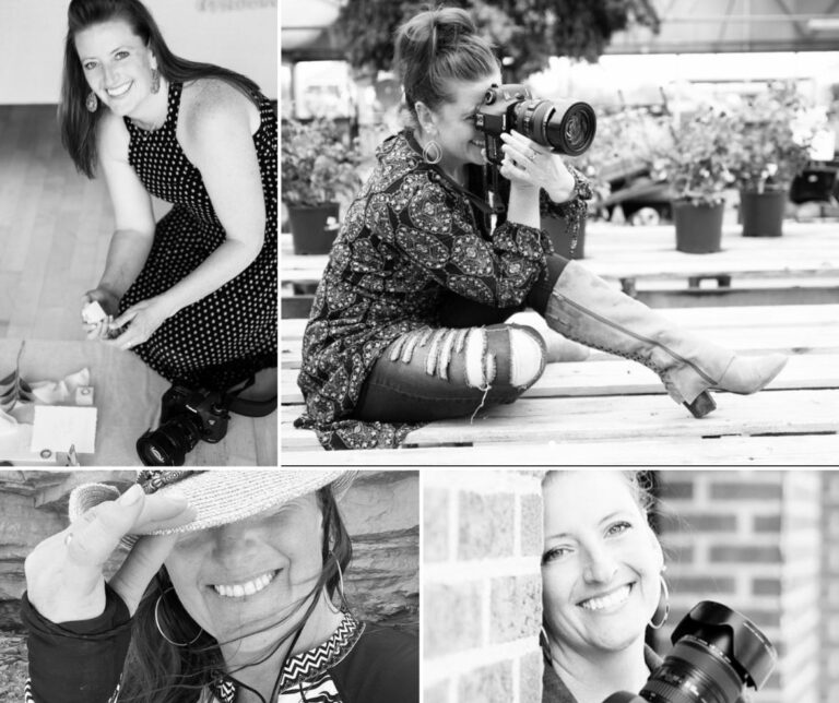 collage of black and white photos of photographer ashlee bratton